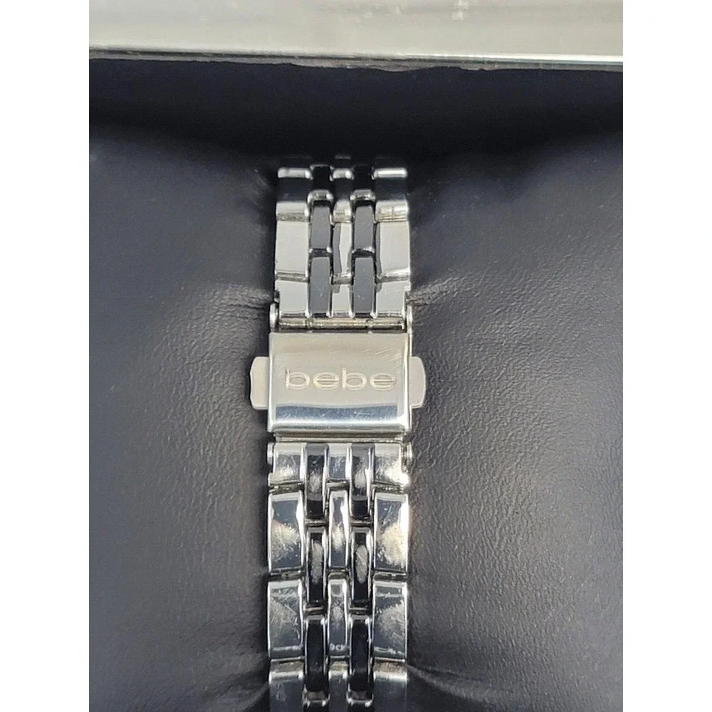BEBE Silver Tone Diamond Accent Women's‎ Watch New In Box Stainless Steel Bezel